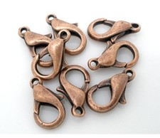 10 Copper Lobster Clasps - 12mm x 6mm - Parrot Clasp Copper 04485