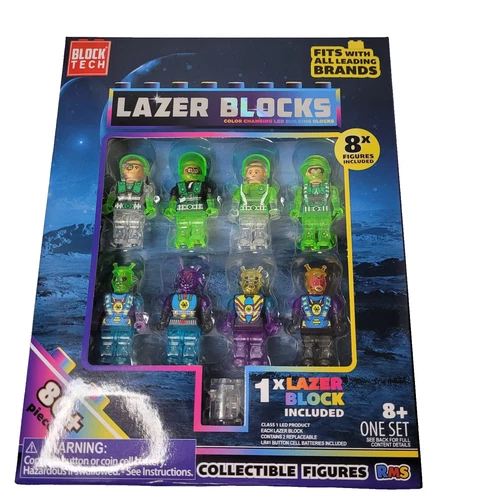 Block Tech Lazer Blocks Figure Pack--8 Lazer Figures--Brand New Collectables