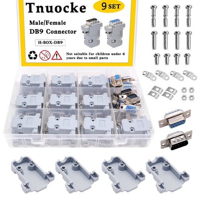 Tnuocke 18Pack DB9 Connector Adapter Kit, 9 Pin D-SUB Male/Female Solder grey 