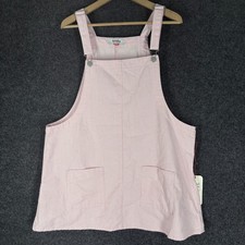 New Arula Overall Dress Women 0X Plus Pink Striped Short Pockets Cotton Casual