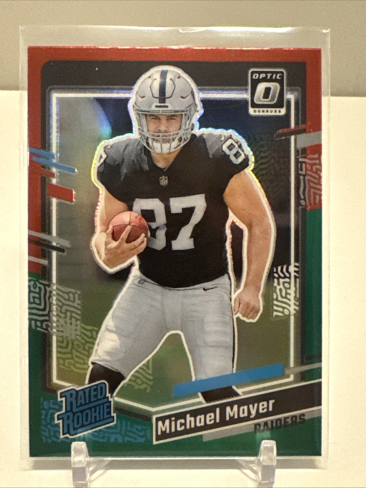 2023 Donruss #361 Michael Mayer Optic Rated Rookie Preview Red & Green Prizm