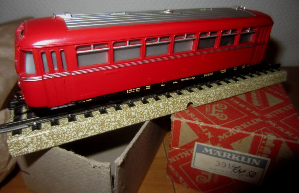 MÄRKLIN 3016 SCHIENENBUS, 50er J. im Rautenkarton (800) f. Sammler - TOP - Bild 4 von 4