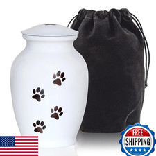 PCS Pet Cremation Urn for Dogs Ashes - White Metal Paw Print Cat Urn