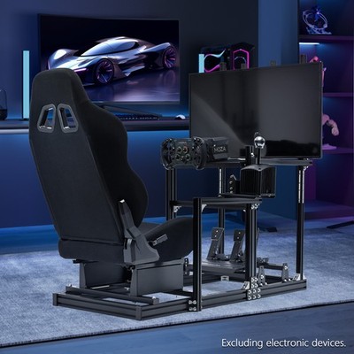 Supllueer 3060 Aluminum Racing Simulator Cockpit With TV Stand & Seat Logitech