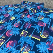 Chubbies Performance Polo Shirt Mens XL South Beach Tropical Blue All Over Print