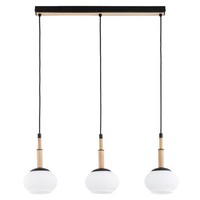 HäNgelampe Holz Glas Schwarz Skandinavisch E14 L:72 Cm Pendelleuchte Esstisch