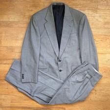 Vintage Mens Suit Set Size 40R Blazer 32x30 Pants 80s Crosshatch Wool Black/Gray