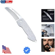 Small Folding Mustache Comb, Metal Beard Comb for men Pocket Mini Portable Fi...