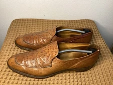 VTG Rare Alan McAfee Ostrich Brown Leather Loafers Mens Sz 12.5 US 13-13.5 Shoes