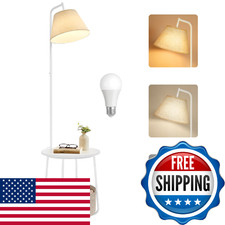 VASAGLE End Table with Lamp, 3-in-1 Floor Lamp with Table and Fabric Basket for