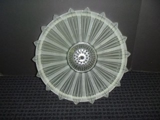 Vtg Art Deco Clear Frosted Glass Sunflower Ceiling Light Fixture Shade 14" Large