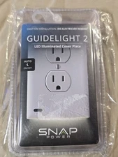 NEW Snap Power Guidelight 2 Outlet LED Illuminated Cover Plate White