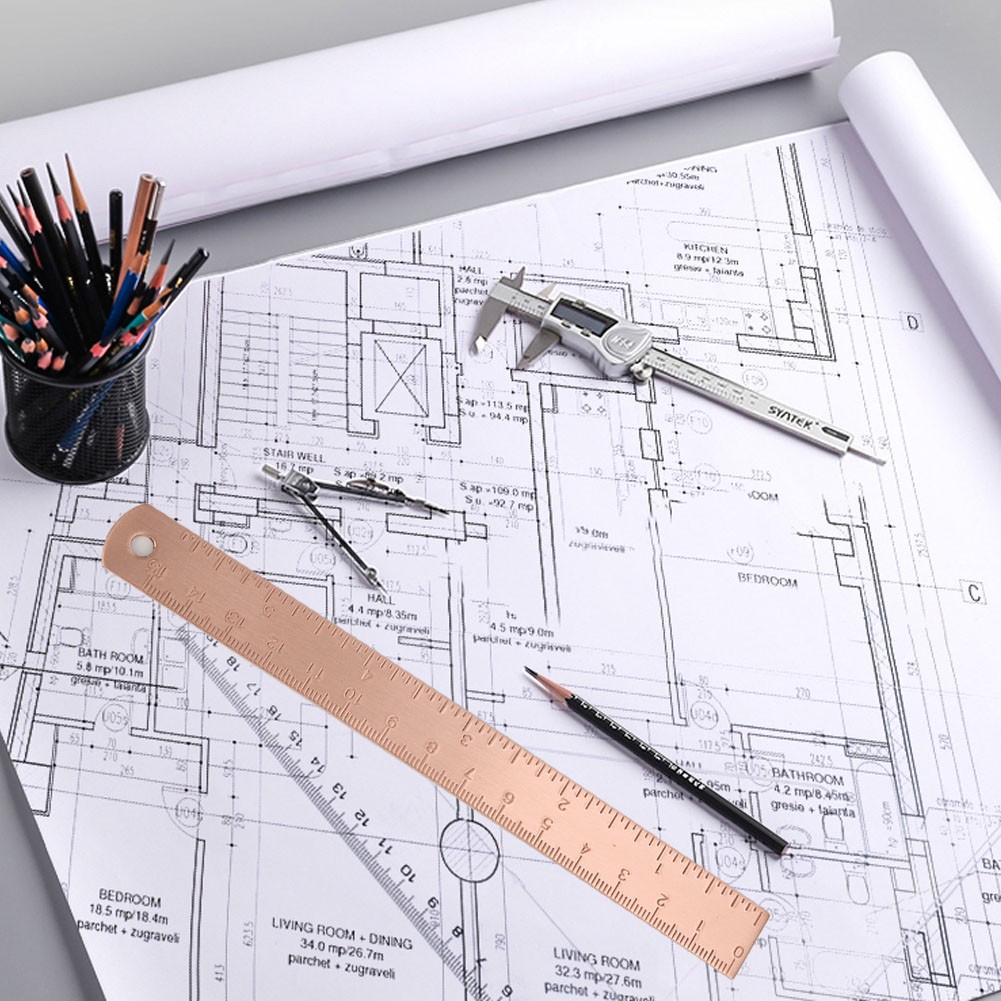 Thickened Copper Straight Ruler 0~150mm Mini Copper Ruler Drawing Accessor KRI✈️