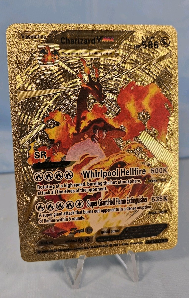 Pokemon Gold Foil Charizard VMAX V Evolution SMP 26-44 586 HP Card