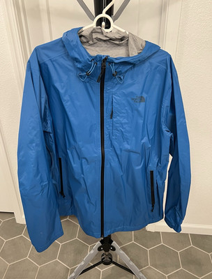 The North Face Men's Blue Rain Coat XL Hooded Full Zip Short Solid Jacket