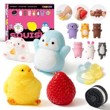 12 Pcs Taba Squishy Toys Pack Include 1 Strawberry,1 Cat Paw,1 Cookie,1 Hams...