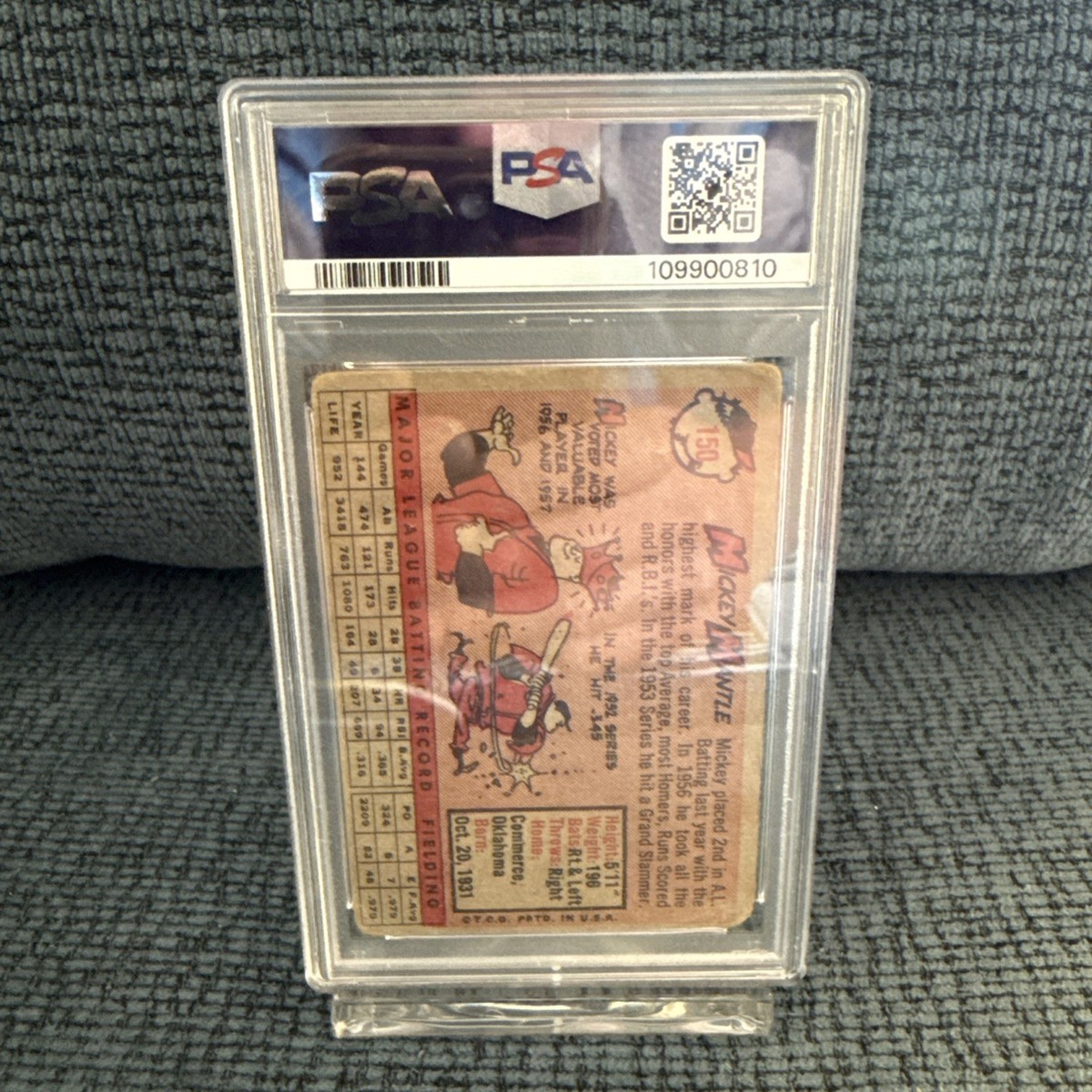 1958 TOPPS #150 MICKEY MANTLE PSA 1 MK | eBay