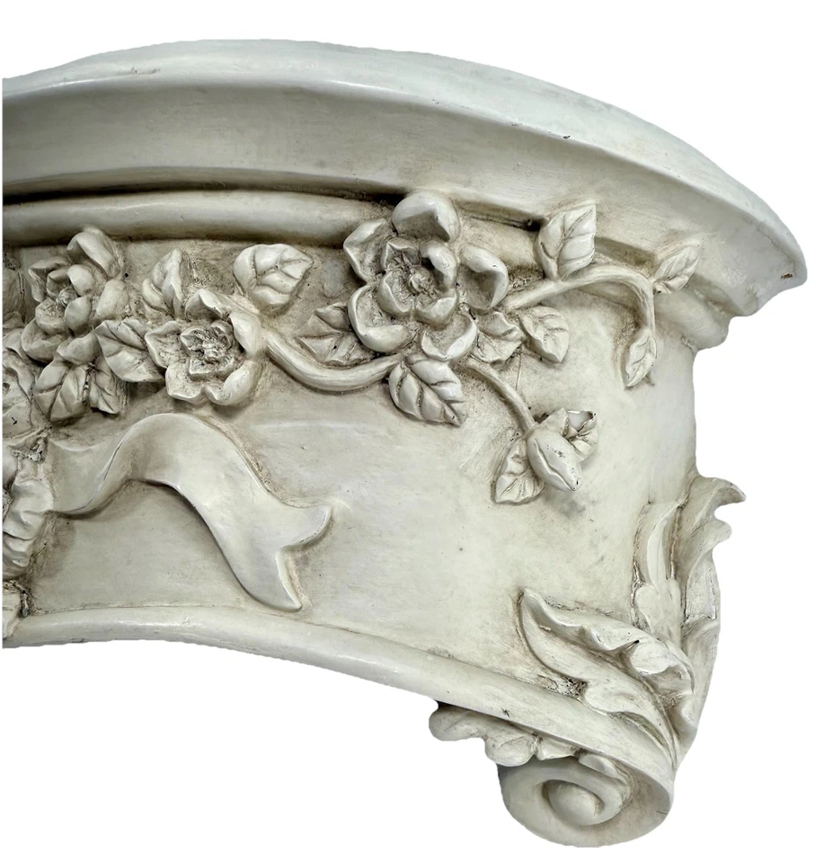 Vintage Style Floral Scroll Wall Shelf Shabby Chic Heavy Cast Resin 23” Wide - Image 4 of 4