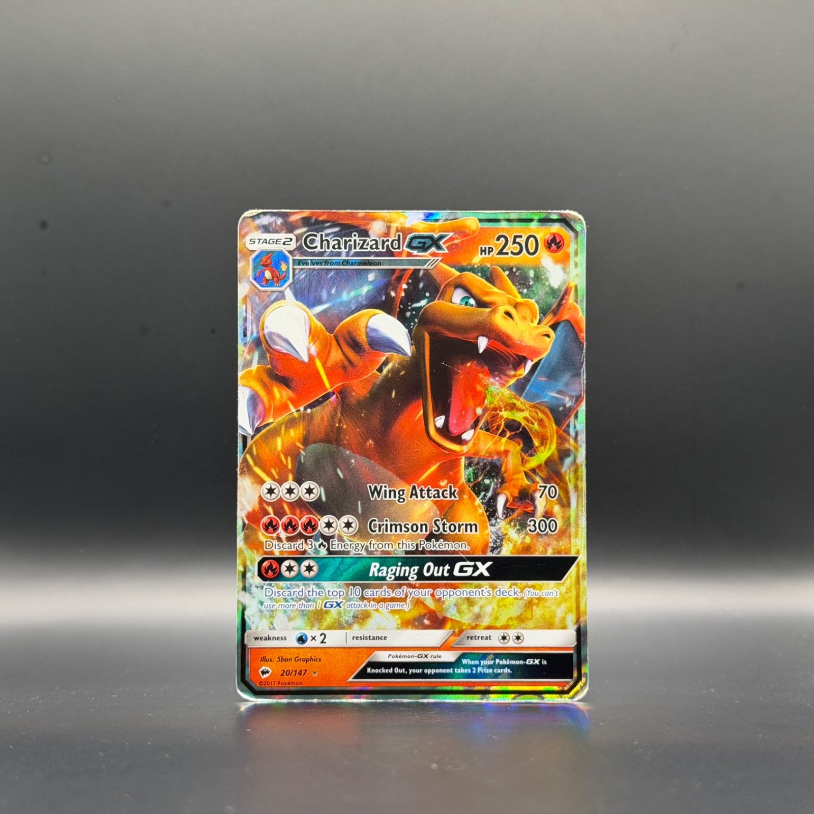 Pokemon Card - Charizard GX Burning Shadows 20/147 Holo GX Rare DMG
