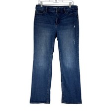 Chico's So Lifting Straight Leg Jeans Dark Wash Distressed Size 1P Petite US 8P