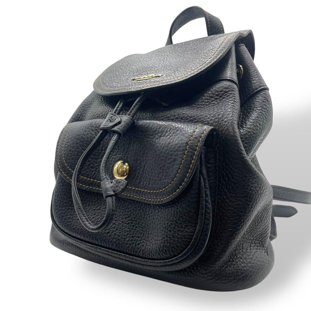 COACH Mini Leather Backpack Black Drawstring Stit… - image 2
