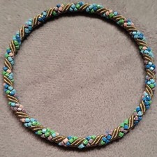 Beaded Wire Wrapped Coil Bangle Bracelet No C...