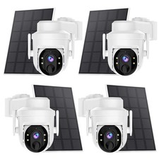 4Pcs Wireless Security Camera System Outdoor WiFi Pan/Tilt Solar Battery Powered