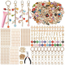 500Pcs Charms Lip Gloss Keychain Making Kit, DIY Up to 25 cm, Gold-500Pcs Kit