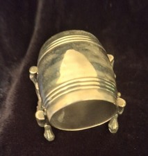 Antique Victorian Silverplate Barrel  Napkin Ring On Branch Holder