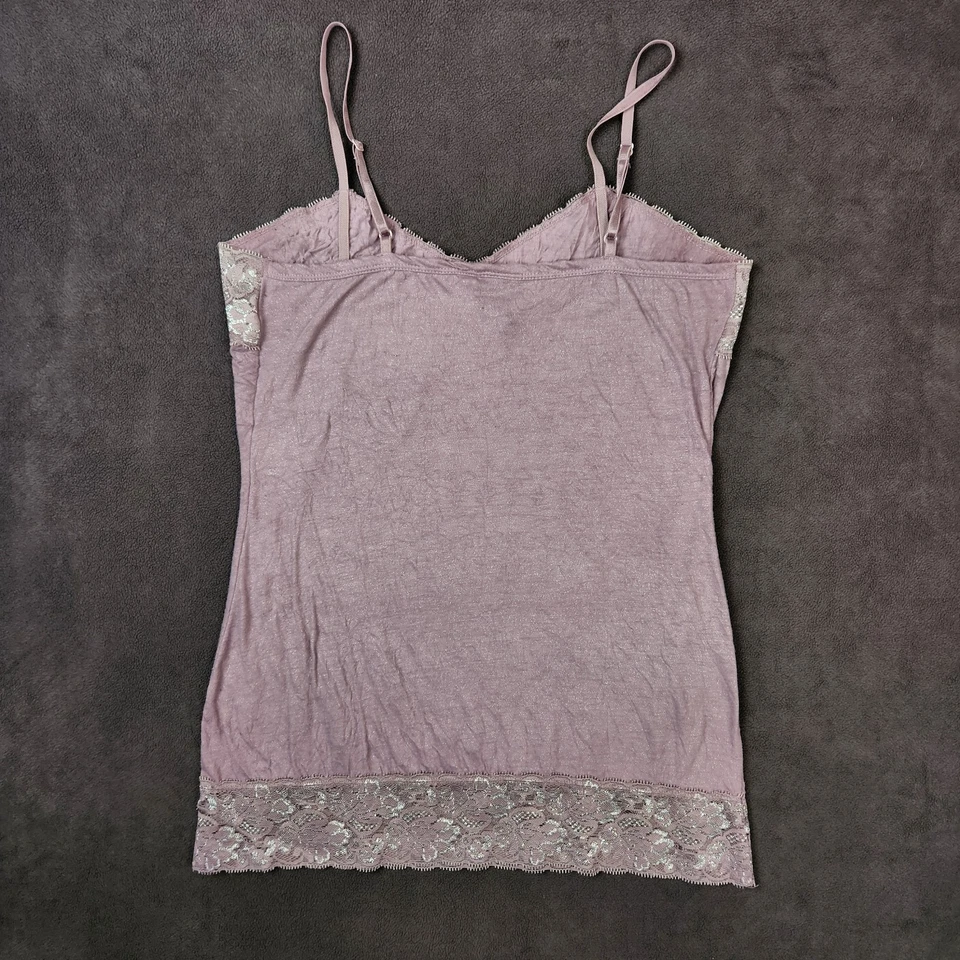 Camiseta sin mangas vintage tocador para mujer mediana lavanda arrugada Y2K encaje ribete camisola Foto 4 de 4