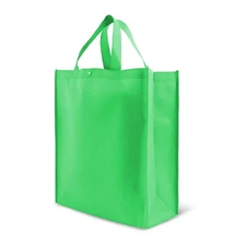 10 Pack Reusable Grocery Bags, 14x16.5x6, Kelly Green, Durable Large Tote