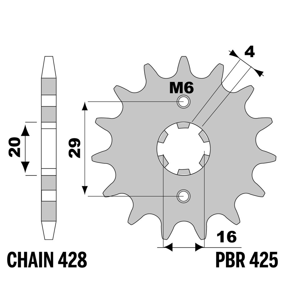 Pignon PBR pas 428 anti-vibration 15 dents pour réparer la transmission Suzuki RG 80