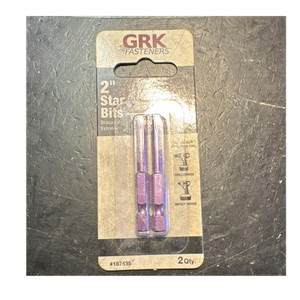 GRK Fasteners T-20 Star Bits 2" Purple 2 Pack for Drill/Impact Driver #187435