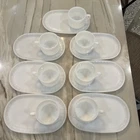 Vtg MCM Federal White Milkglass Snack Set For 7