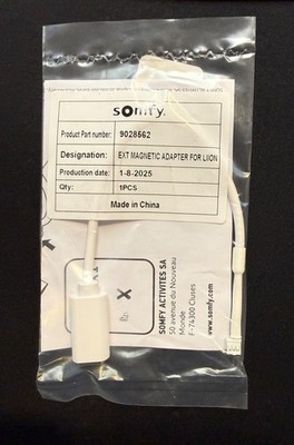 Somfy Magnetic Adapter & Extension Cable, Li-Ion V2 3-Pin Chargers, #9028562 NEW