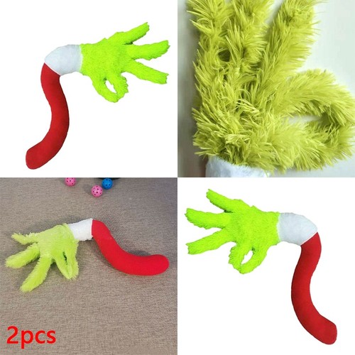 Furry Green Grinch Head Arm for Christmas Tree Topper Decorations Ornaments Gift - Picture 12 of 12