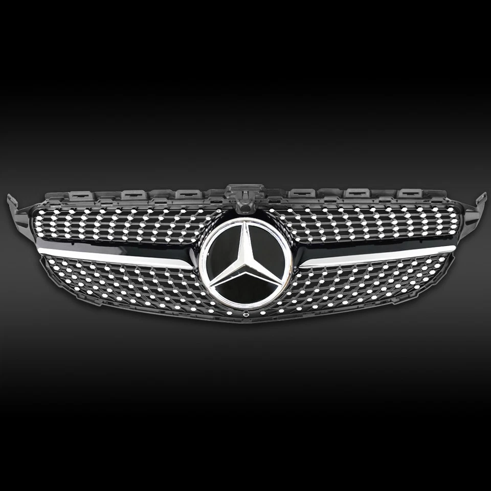 Grille Grill W/Emblem 2015-2018 for Mercedes Benz W205 C200 C250 C300 C43 Black - Image 2 of 4