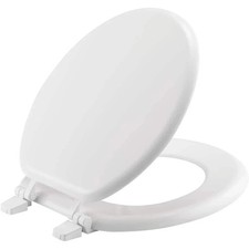 NEW Round Closed Front Enameled Wood Toilet Seat in White Durable  Wood Finish