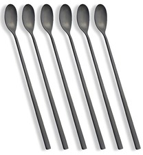 Long Handle Spoon, Matte Black Coffee Stirrers, large, B Spoon