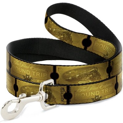 Dog Leash 6-FEET THE POLAR EXPRESS ROUND TRIP Ticket Black/Golds NAR (US IMPORT)