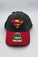 DC Comics Superman Youth Snapback Hat Cap Charcoal Grey Red Brim OSFM