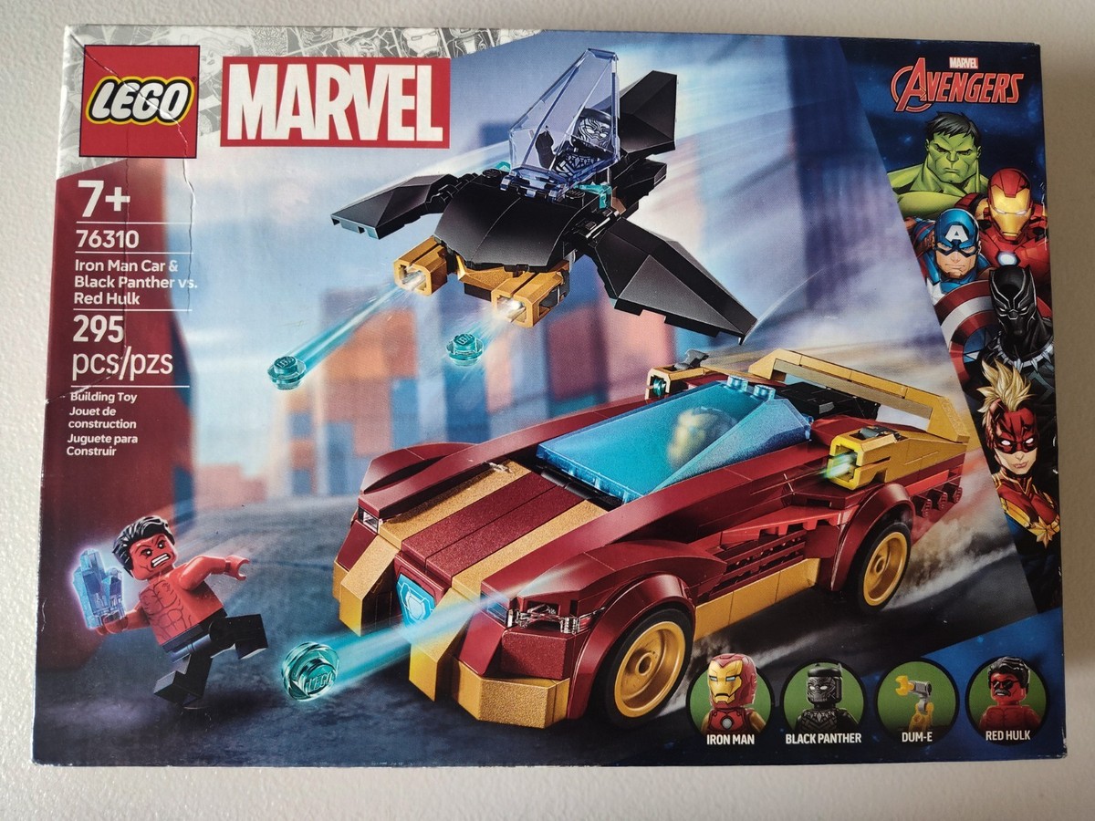 LEGO Marvel Iron Man Car & Black Panther vs. Red Hulk 76310 New