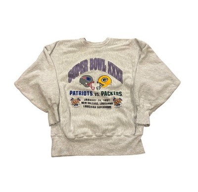 Vintage Champion Reverse Super Bowl XXXI Patriots vs Packers Sweatshirt Large