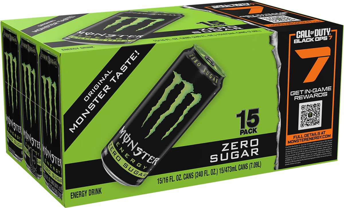 Monster Energy Zero Sugar, Green, Original, Low Calorie Energy
