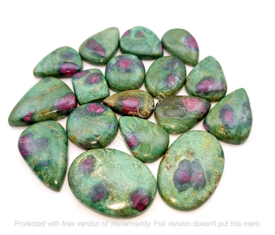100 CARAT Natural Ruby Fuchsite Stone Cabochon, 3-4 Piece, Loose Gemstone Lot - Image 2 of 4