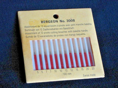 Vintage Bergeon No. 3008 Set of 12 Pivot Cutting Broaches Watchmaker Watch Tools