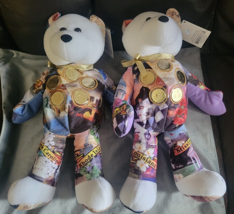 Gallery Treasures 5 Gold Coin Bear Set Edition State Quarters 2001 & 2002