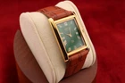 ⌚✨ Vintage Seiko Slim Quartz Gentlemen's Green Dial ,Light Brown Dress Watch