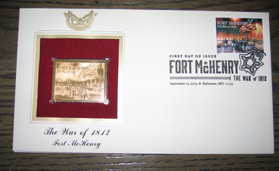 #ad 2014 The War of 1812 Fort McHenry replica GOLDEN Cover STAMP $9.74