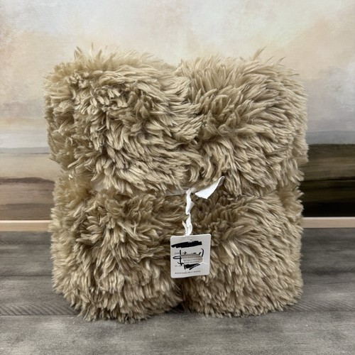 Pottery Barn Dream Faux Fur Throw Blanket 50”x60” Sand Tan NWOT
